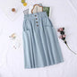 Solid Color Loose Cotton Mid-Length Skirt