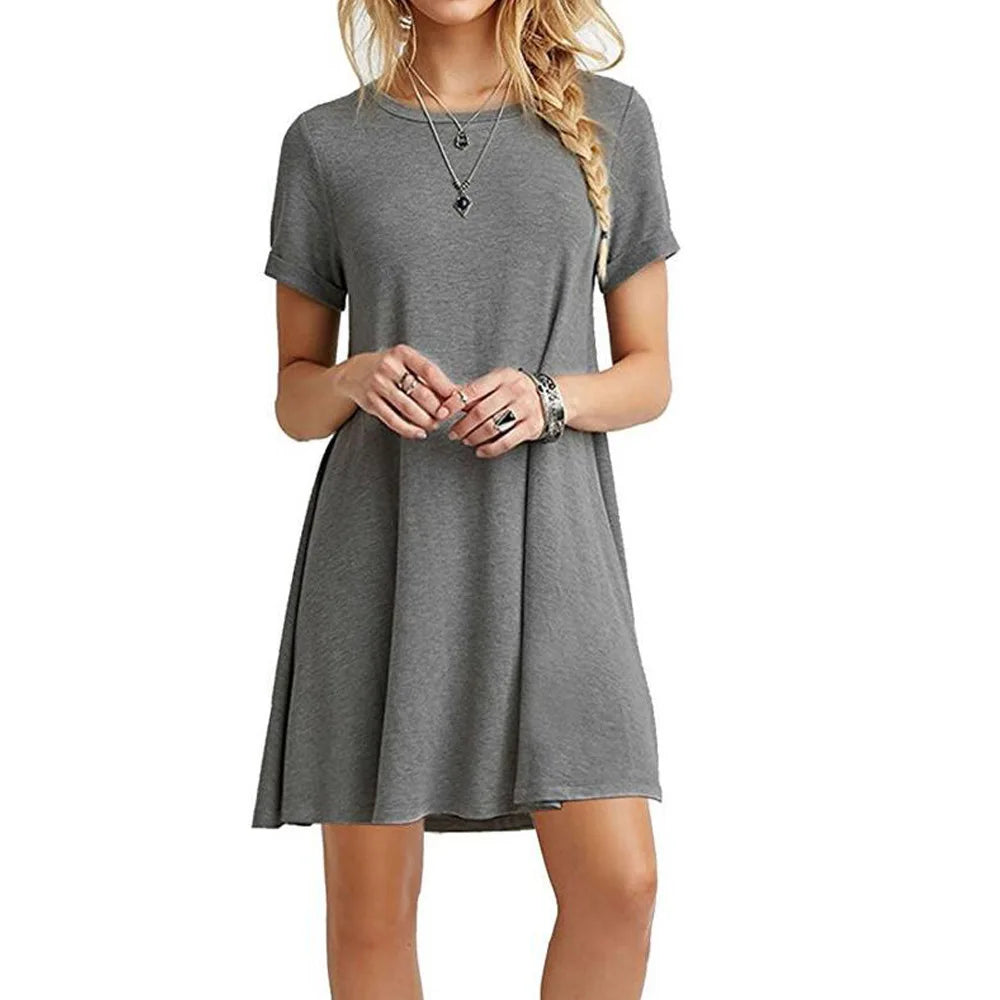 Women’s Vintage Print T-Shirt Mini Dress 🌼👗 | Casual Short Sleeve O-Neck Sundress