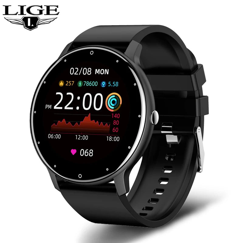 LIGE 2025 New Smart Watch Men Full Touch Screen Sport Fitness Watch IP67 Waterproof Bluetooth For Android ios smartwatch Men+box