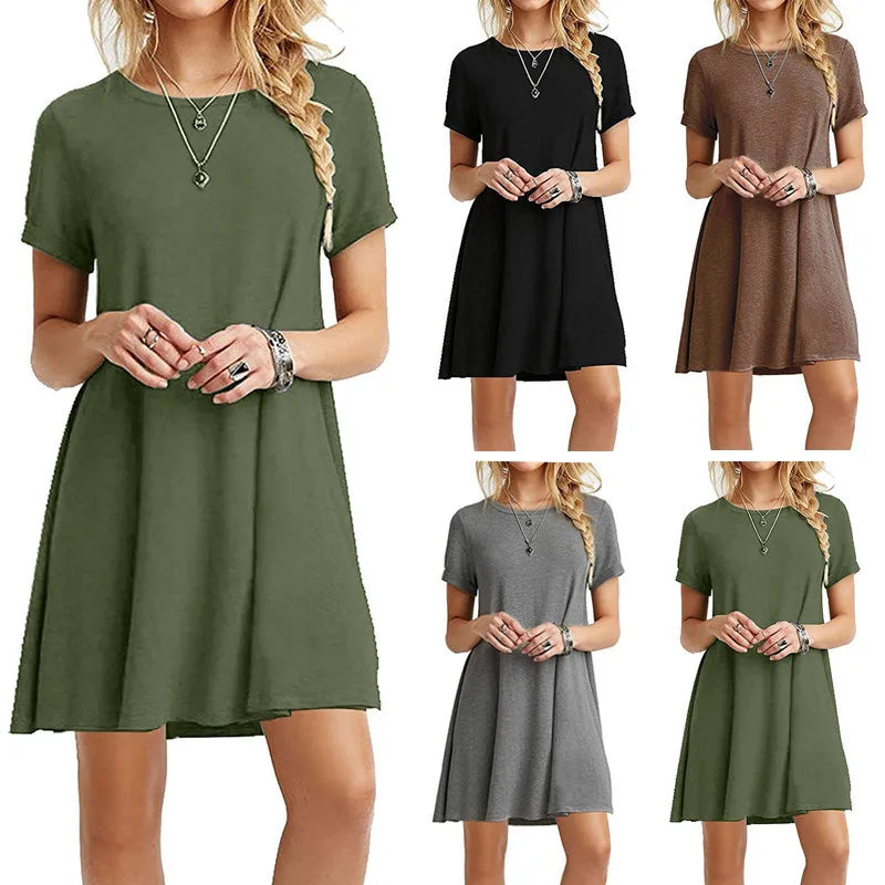 Women’s Vintage Print T-Shirt Mini Dress 🌼👗 | Casual Short Sleeve O-Neck Sundress