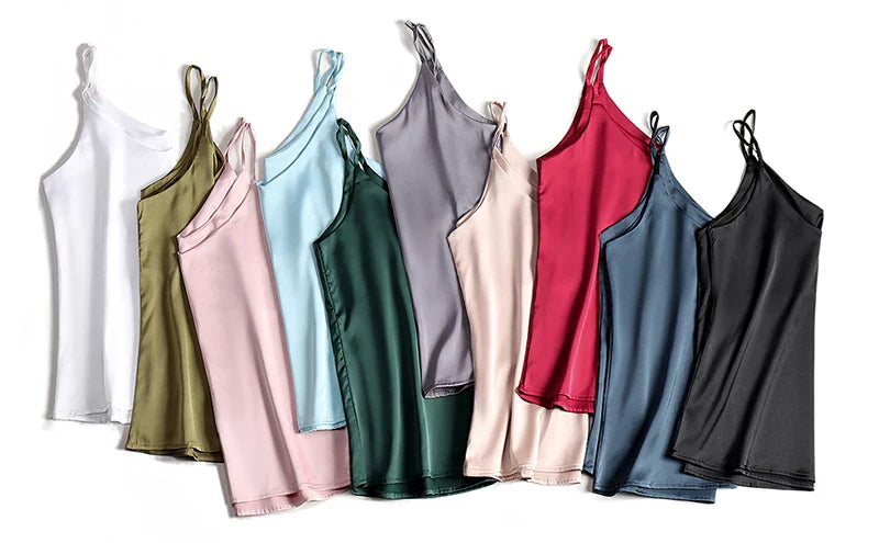 Women's Satin V-Neck Cami Top – Lightweight, Travel-Ready Style