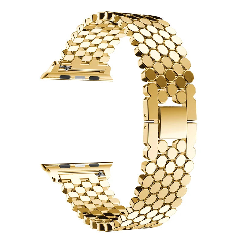 xDfind Fish Scale Texture Metal Watch Band