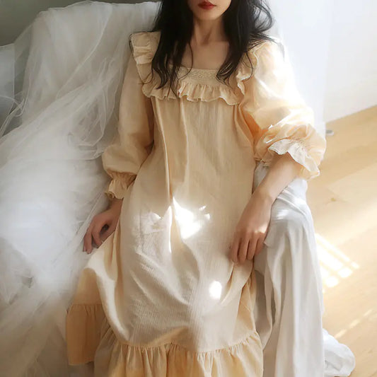 Princess Style Long Sleeve Cotton Sleep Dress