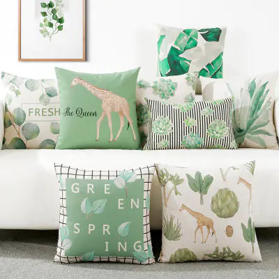 Artistic Plant-Themed Pillow Cover for Sofa and Car