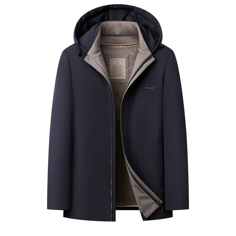2024 Autumn and Winter Men's Thickened Warm Jacket for Middle-aged and Elderly Dads with Lapel Casual Detachable Liner Cotton-padded Jacket