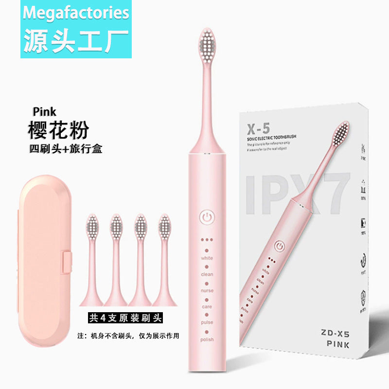 Factory wholesale soft bristle toothbrush flusher portable adult children universal ultrasonic electric toothbrush charging