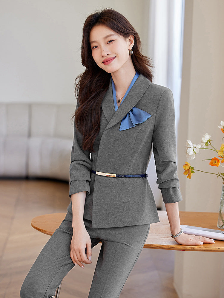 Cross-Border Flight Attendant Professional Suit Set for Women, Announcer, Art Exam Host, Formal Attire, Front Desk Receptionist, Beauty Salon Work Uniform