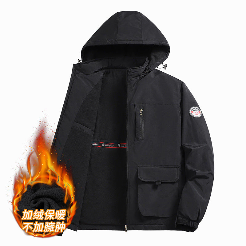 Cross-Border [M-8Xl] Cross-Border Large Size Men's Jacket Autumn and Winter New Casual Middle-Aged Men's Jacket Fleece-Lined