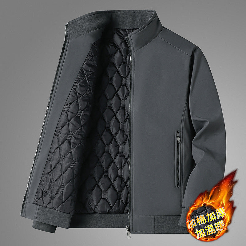 Classic Explosions plus size Middle-aged and Elderly Dad Clothes Winter fleece-lined Thickened Executive Collar Thickened fleece-lined Jacket