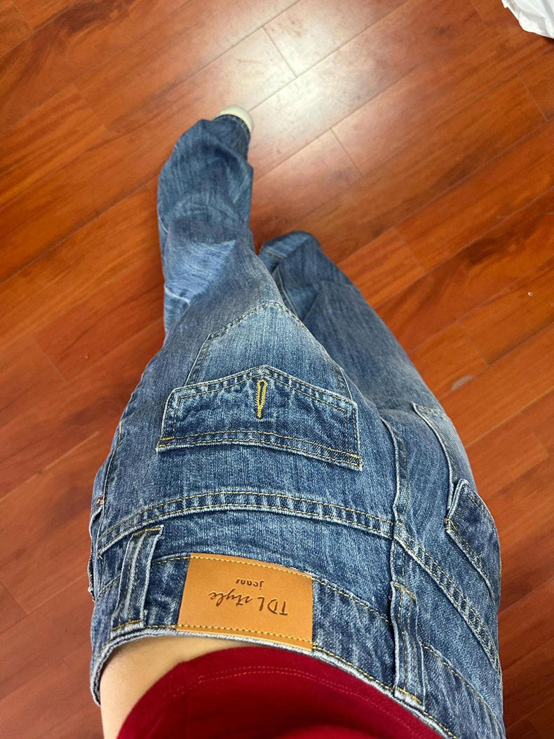 High-Waisted Loose Straight-Leg Jeans for Women, Autumn New Blue Petite Slim-Fit Narrow Wide-Leg Pants