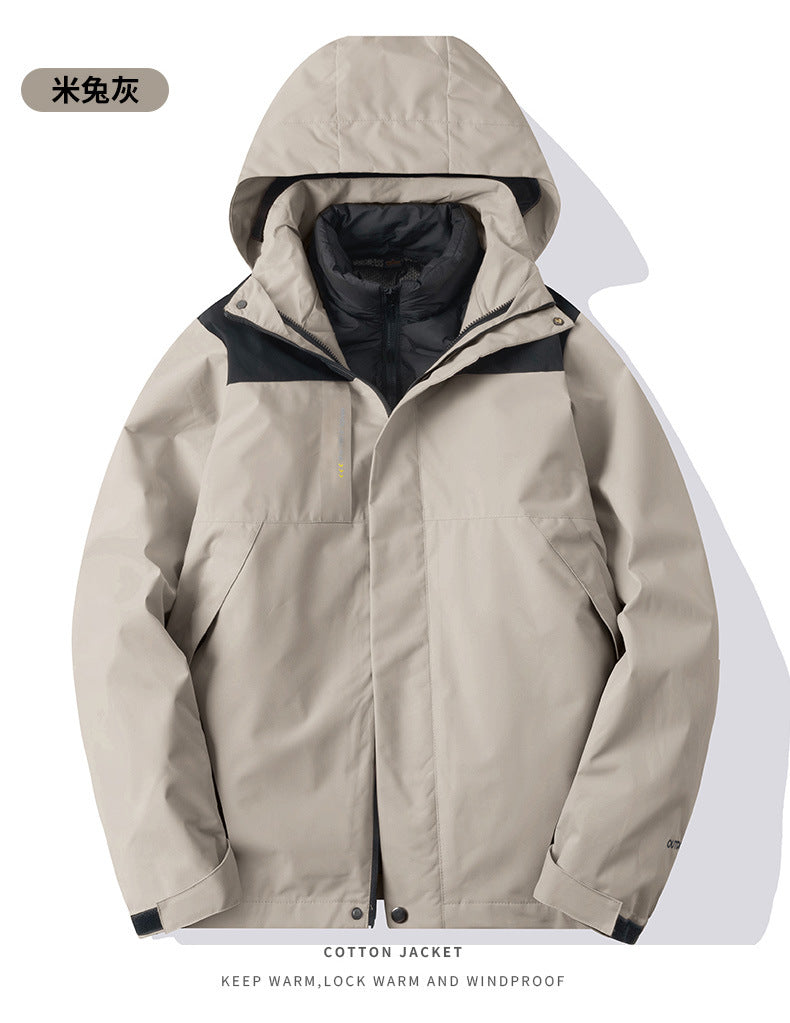Cross-Border European Size Cotton Coat Liner Three-In-One Jacket to Prevent Cold Winter and Keep Warm for Couples Outing and Mountaineering Clothing with Customized Logo