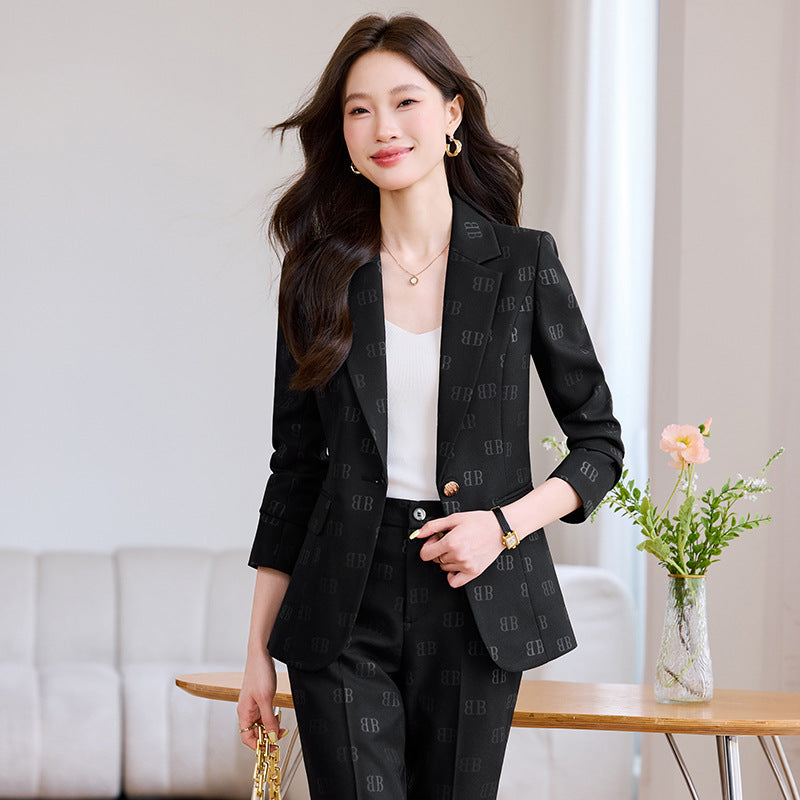 High-End Fashion Letter Printed Suit Suit for Women Spring & Fall 2025 New Design Exquisite Suit Two-Piece Set