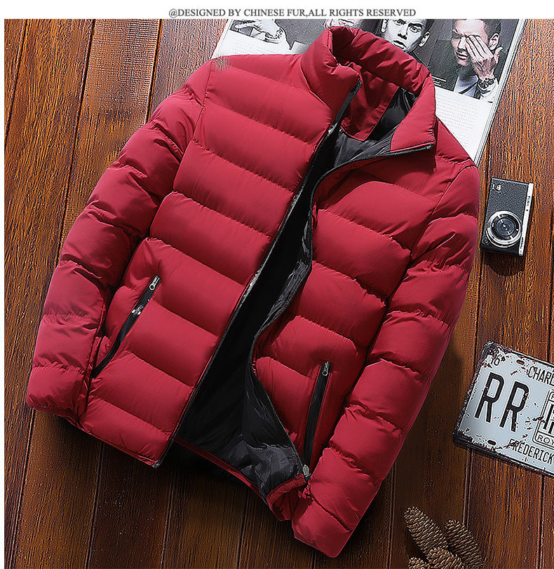 Men's Winter Thickened Sports Stand Collar Cardigan Outdoor Cotton Jacket Casual Coat Fashion Warm Cotton Top Trendy