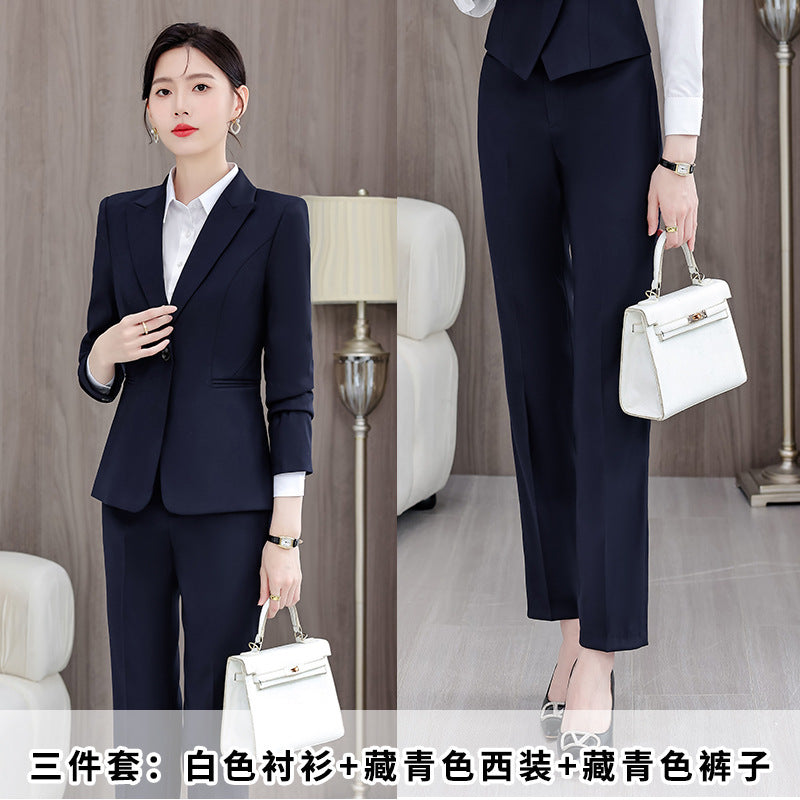 Gray Suit Women's Professional Suit Spring and Autumn Hotel Workwear Elegant Interview Formal Wear Plus Size Workwear