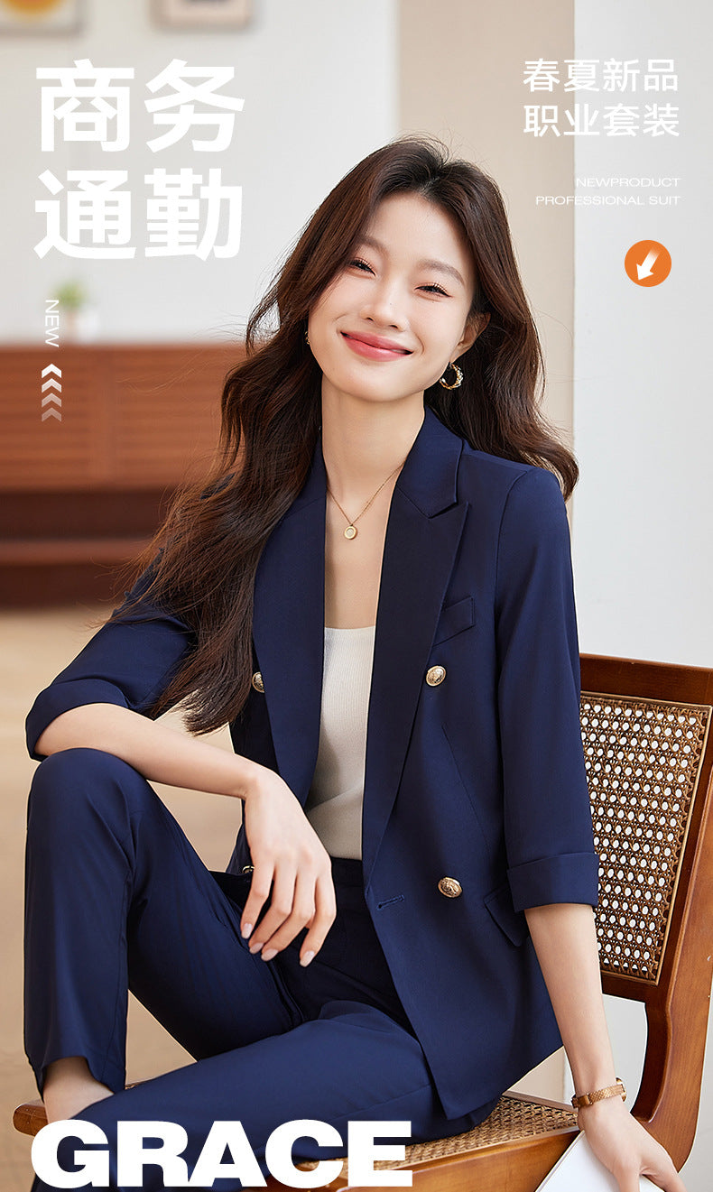 Seven-point Sleeve Suit suit Women's Spring and Summer New College Student Work Clothes Interview Dress Slim-fit Jacket Professional Suit