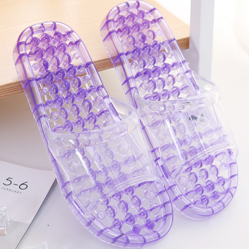 Bath Slippers Massage Plastic Hollow Leakage Bathroom Slippers Women's Summer Indoor Men's Autumn Household Massage Slippers