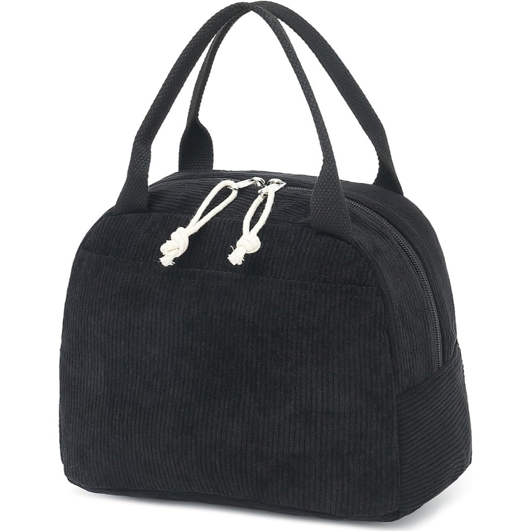 Cross-Border New Product Corduroy Printed Portable Lunch Bag Large Capacity Travel Picnic Ice Bag Work Insulation Bag