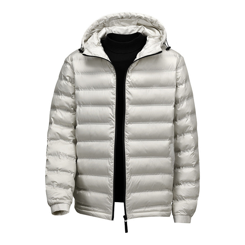 Cross-Border Wholesale 2025 Winter New Cotton-Padded Men's Short Hooded Jacket Trendy Brand Sports Warm Top Men's Clothing