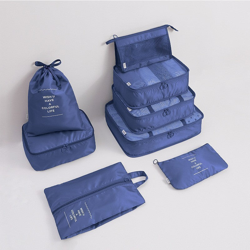 Travel Storage Bag Eight-Piece Storage Bag Waterproof Oxford Cloth Business Trip Makeup and Toiletry Classification Storage Set