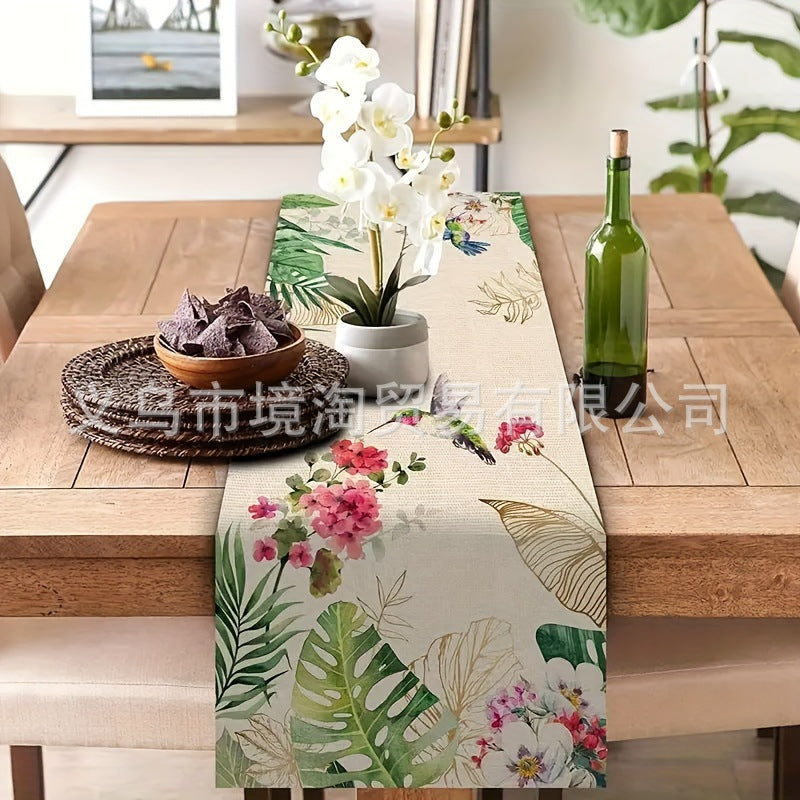 Linen Table Runner Pastoral Flower Lemon Summer Home Dining Table Outdoor Decoration Printed Tablecloth Table Runner