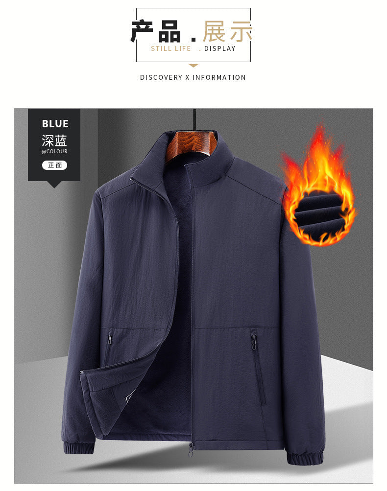 Cross-Border 2025 Tiktok Hot New Style Fleece-Lined and Cotton-Padded Men's Jacket for Outdoor Sports, Loose Korean Style Casual for Middle-Aged Men