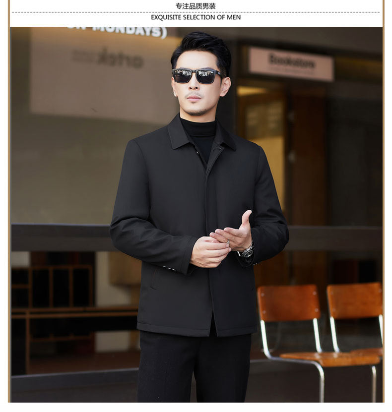 2024 New Middle-aged Men's Cotton-padded Jacket Thick Warm Cotton-padded Jacket Brand Business Lapel Down Cotton-padded Jacket for Men
