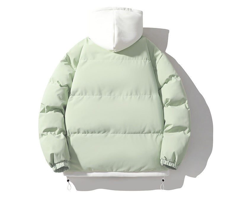 Men's Cotton-Padded Jacket Winter Cold-Proof Cotton Jacket Hooded Fake Two-Piece 2024 New Youth Cotton-Padded Jacket Couple Trendy Brand