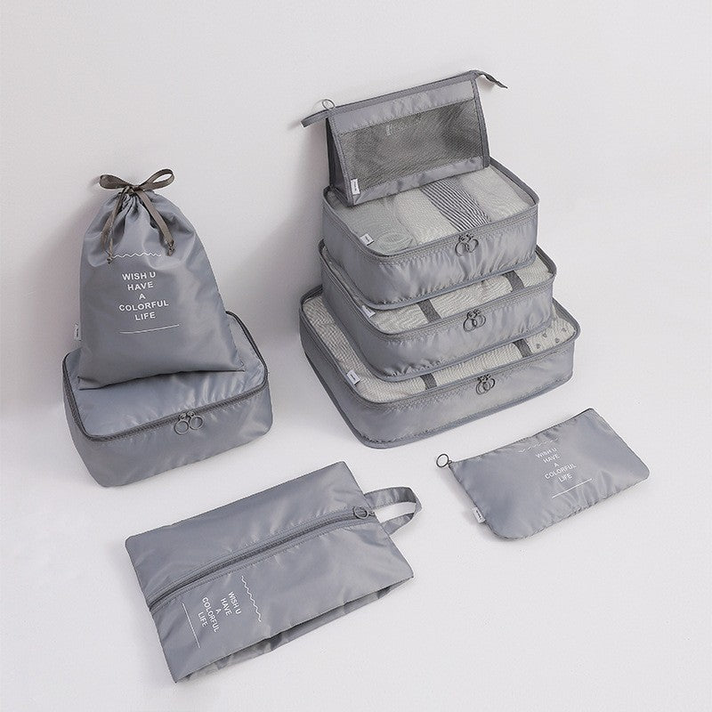 Travel Storage Bag Eight-Piece Storage Bag Waterproof Oxford Cloth Business Trip Makeup and Toiletry Classification Storage Set