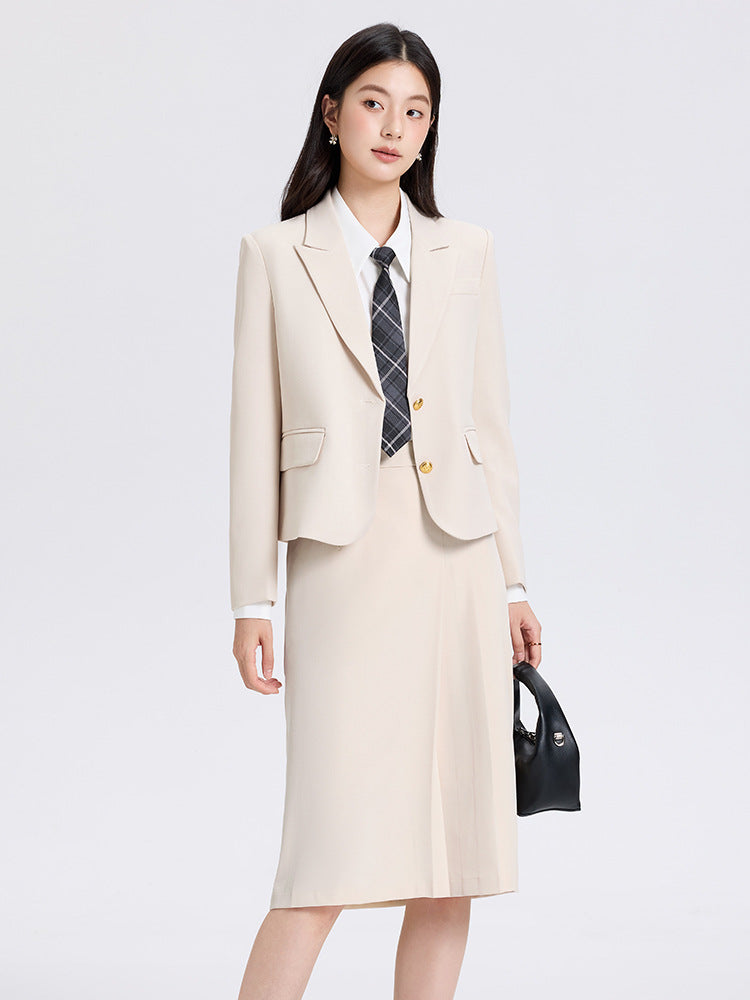 Cross-Border Gray Blazer for Women, New Spring and Autumn Professional Formal Suit, Short Blazer for College Students, High-End Feel