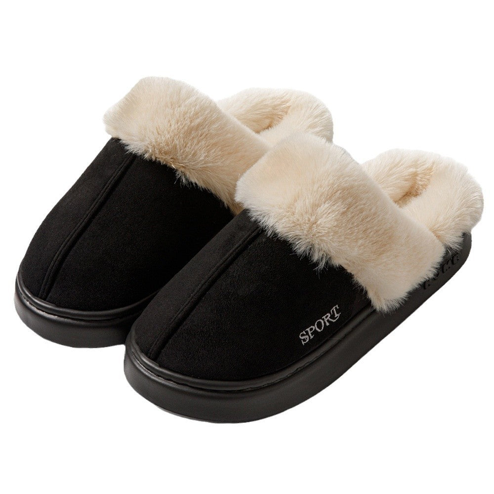 Men's and women's home cotton shoes fleece-lined Mao Mao warm thick-soled cotton slippers