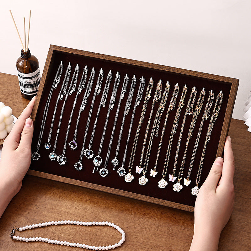 Walnut Jewelry Display Tray Ring Necklace Bracelet Tray Earrings Earrings Jewelry Display Props Night Market Stall