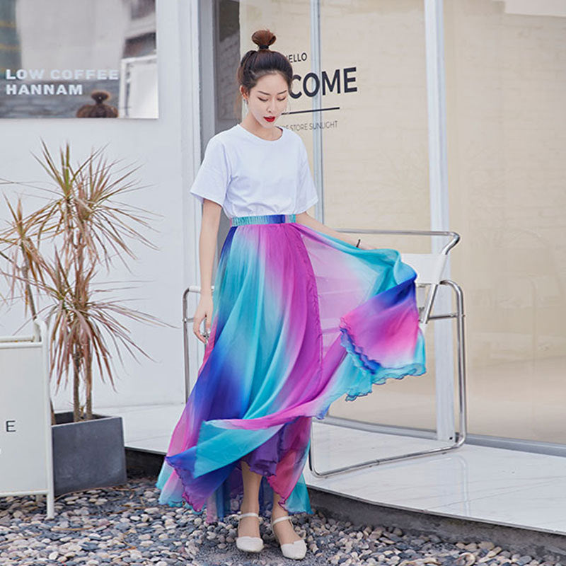 European and American Printed Skirt for Women Amazon 2025 Summer New Casual Seaside Vacation Long Skirt Skirt