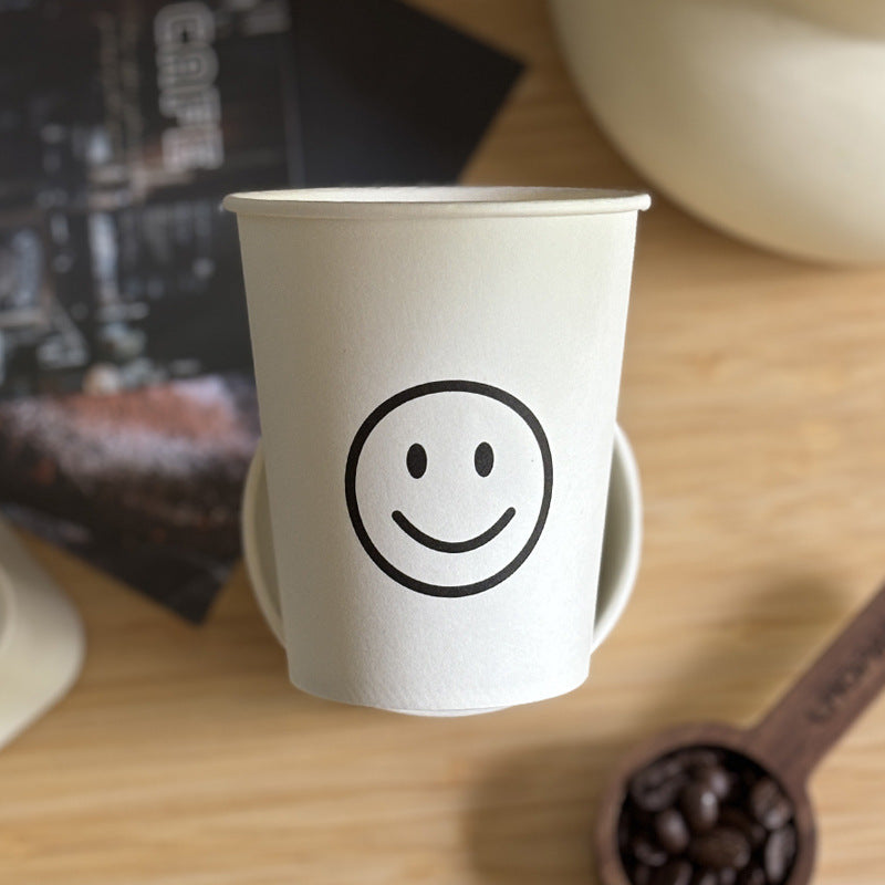 Ins Style Simple Disposable Paper Cup 250ml Large Capacity Household Thickened Tea Cup Wholesale Coffee Cup