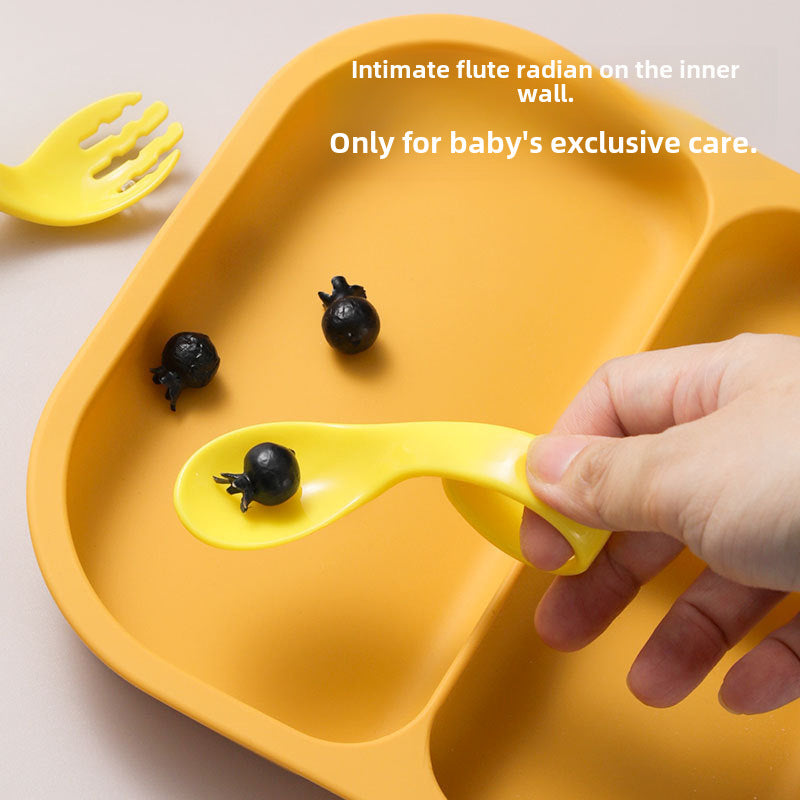Children's Silicone Dinner Plate Food Grade Supplementary Suction Bowl Square Baby Tableware Thickened Drop-resistant Baby Children's Tableware