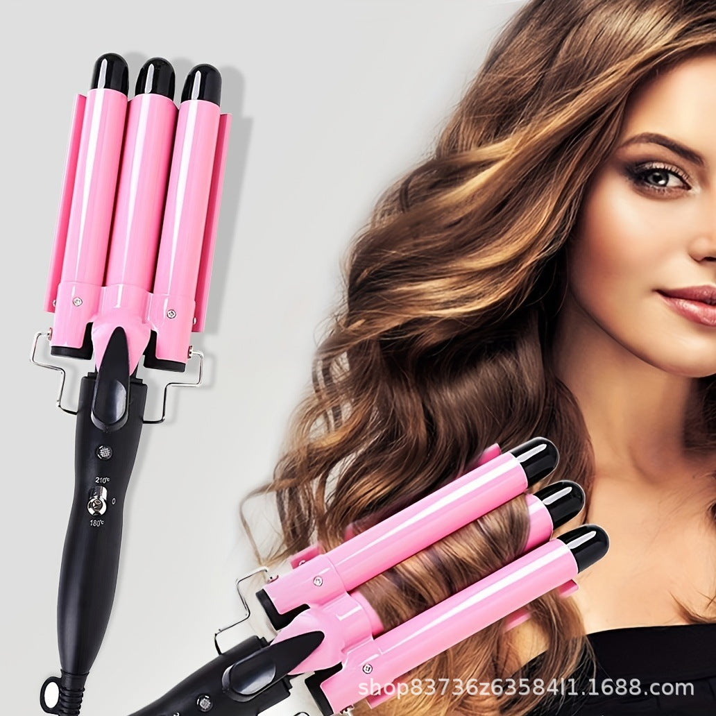 Hot sale three-tube curling iron three-rod curling iron water ripple hairdressing stick egg roll electric splint iron big wave