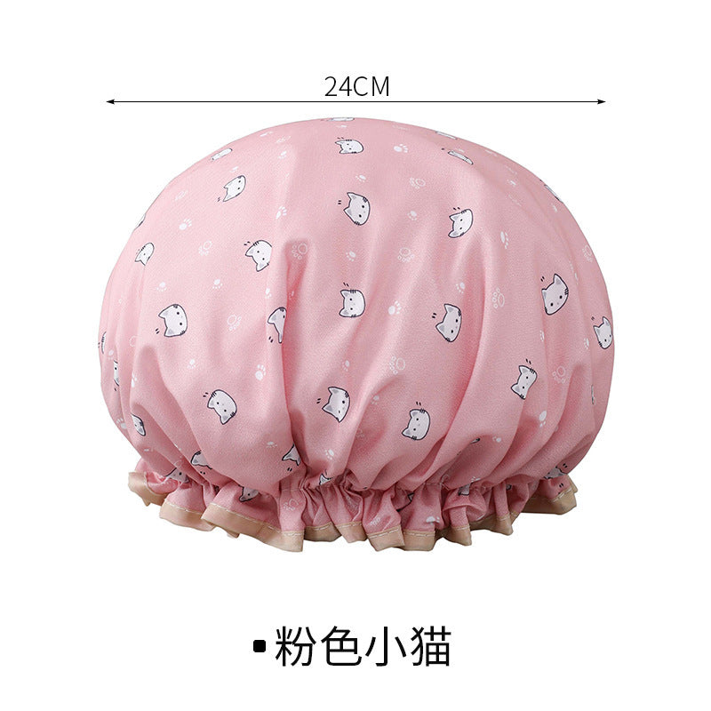 Double-layer shower cap waterproof shower head set household women's summer shower cap hair set kitchen anti-oil smoke film special wholesale