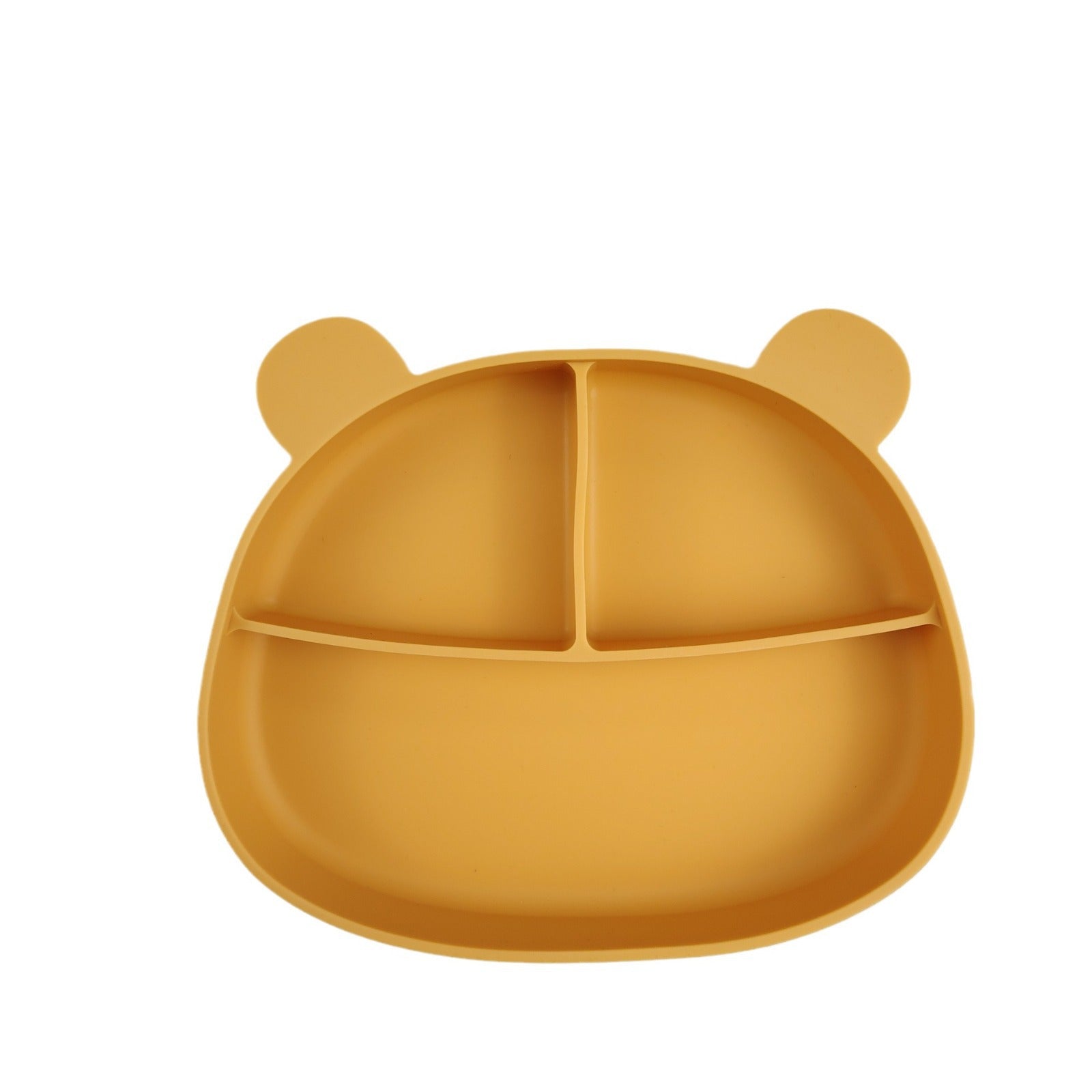 Free Shipping Baby's Supplementary Food Bear Split Plate Anti-scalding Children's Supplementary Food Tableware Drop-resistant Silicone Plate with Suction Cup