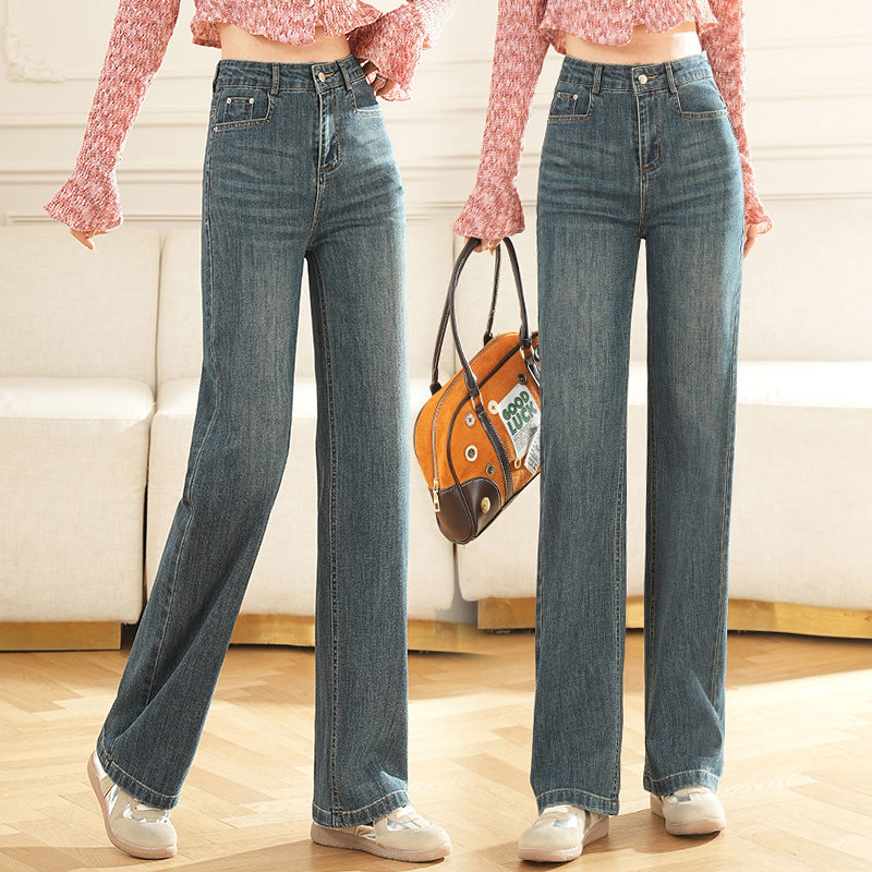 Autumn and Winter Narrow Wide-Leg Pants for Women, Loose High-Waisted Drape Versatile Floor-Length Pants, Slimming Straight-Leg Trousers Wholesale Dropshipping