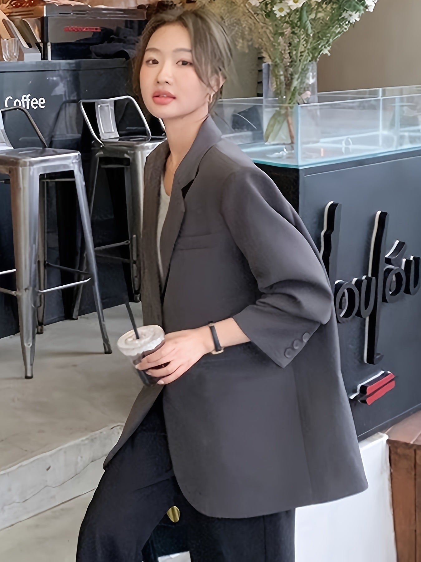 Gray Suit Jacket for Women Spring & Fall 2025 New Spring High-End Casual Small Korean Style Design Suit