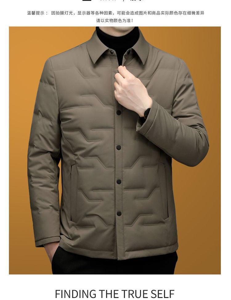 Middle-Aged Men's Autumn and Winter Lapel Jacket, Dad's Cotton Coat, Thickened Warm Cotton-Padded Jacket, Men's Winter Cotton Coat