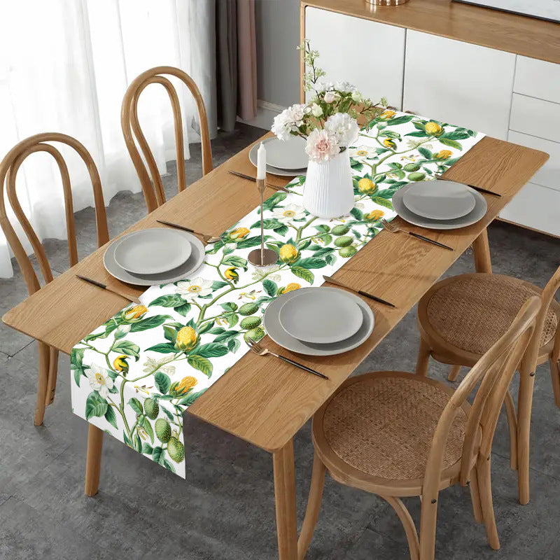 Cross-border new passion fruit table runner American Amazon linen living room coffee table dining table table mat decorative tea tablecloth