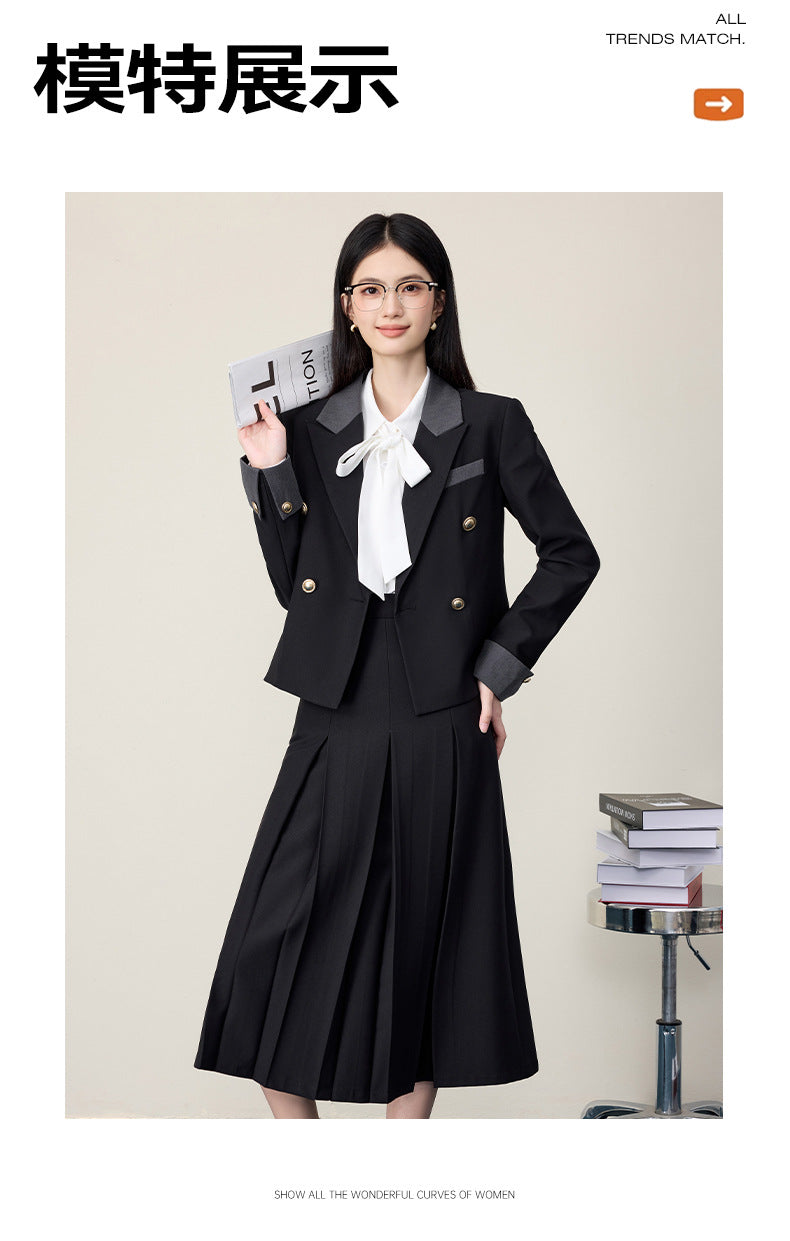 Gray Suit Jacket Female Preppy Style College Student Interview Professional Formal Wear Petite Girl Suit Suit Skirt Autumn