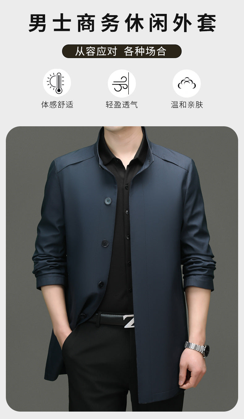 Is the brand of middle-aged and elderly men's windbreaker coat 2024 new winter stand collar long business dad cotton-padded jacket