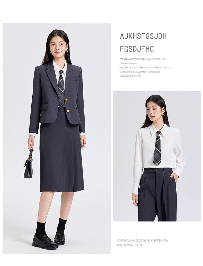 Cross-Border Gray Blazer for Women, New Spring and Autumn Professional Formal Suit, Short Blazer for College Students, High-End Feel