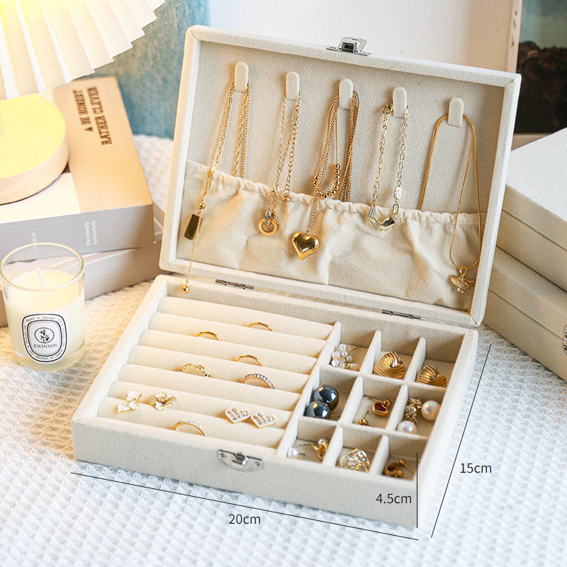 Flannel Jewelry Storage Box Dustproof High-grade Large Capacity Jewelry Box Earrings Bracelet Necklace Storage Display Jewelry Box