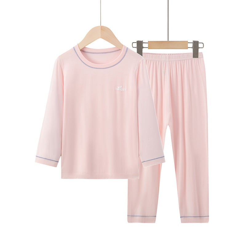 Summer Boys' Short-sleeved Shorts Modal Children's Pajamas Girls' Parent-child Home Clothes suit Children's Air-conditioning Clothes