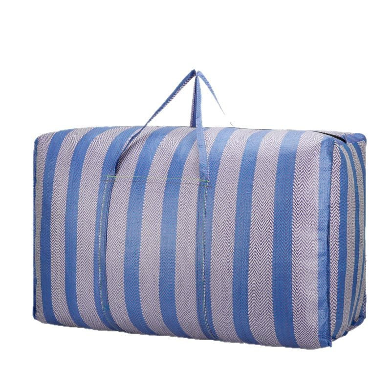 Nylon Woven Bag Student Moving Bag Large Capacity Luggage Moving Bag Blue and White Strip Packing Snakeskin Bag