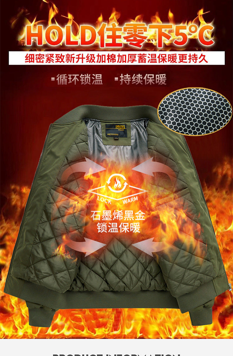Autumn and Winter New Quilted Jacket Men's Casual Retro Versatile Baseball Uniform American Workwear Thickeneded Warm Cotton Jacket