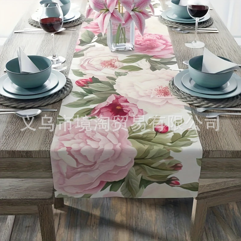 Linen Table Runner Pastoral Flower Lemon Summer Home Dining Table Outdoor Decoration Printed Tablecloth Table Runner
