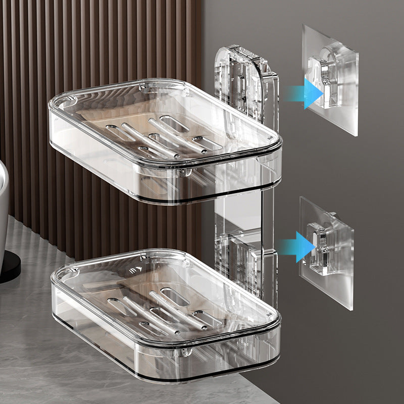 Light Luxury Soap Box Suction Cup Wall-mounted Non-perforated Draining Toilet Drainage Soap Box Rack Household Bathroom